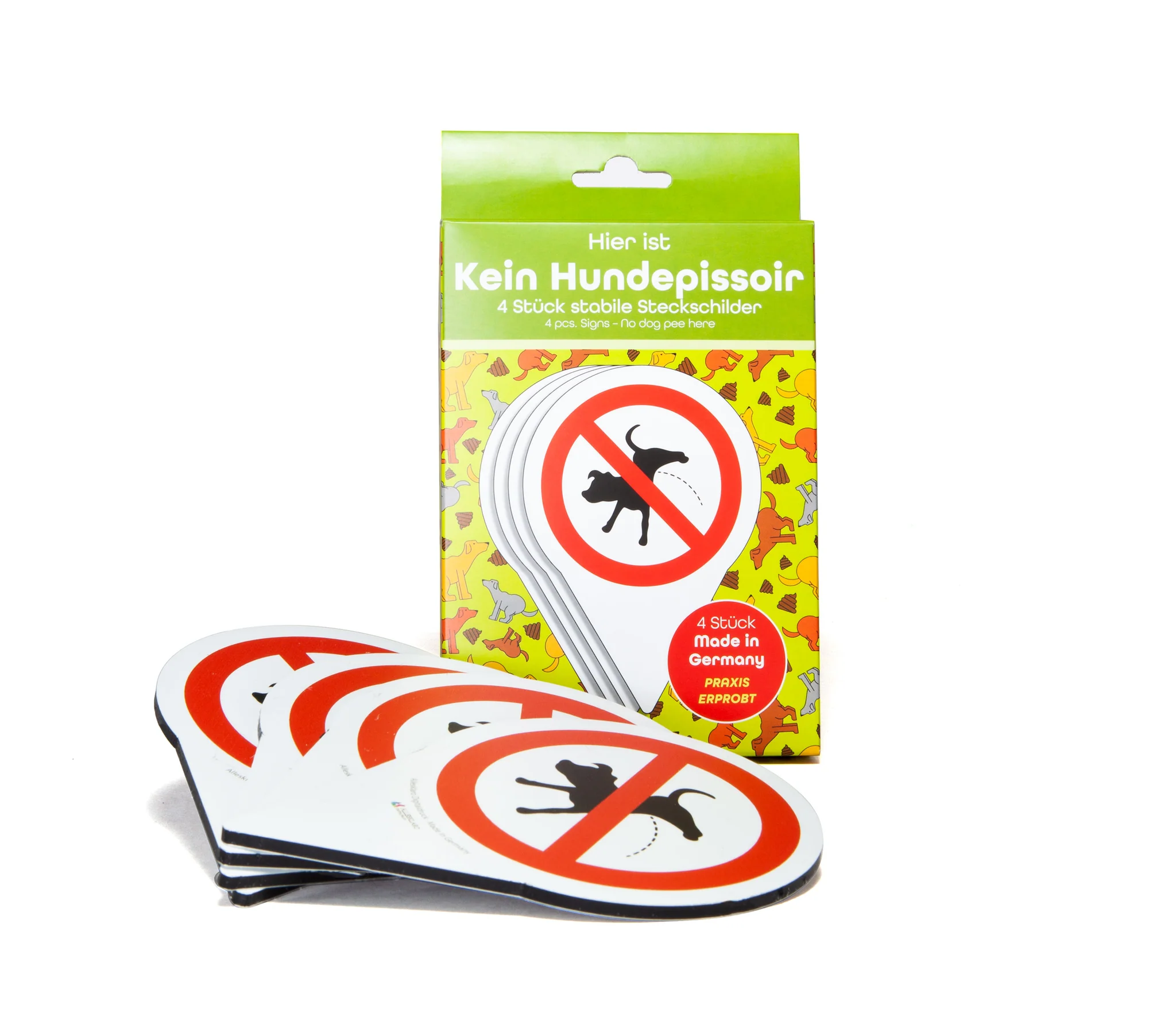 Hundesteckschild „Kein Hunde pinkeln“ – 4er-Set