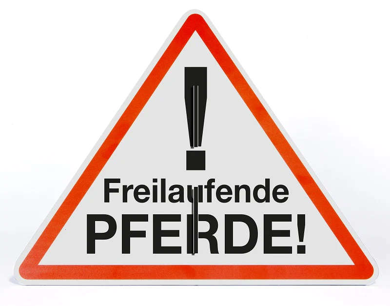 Aufsteller - Achtung Freilaufende Pferde